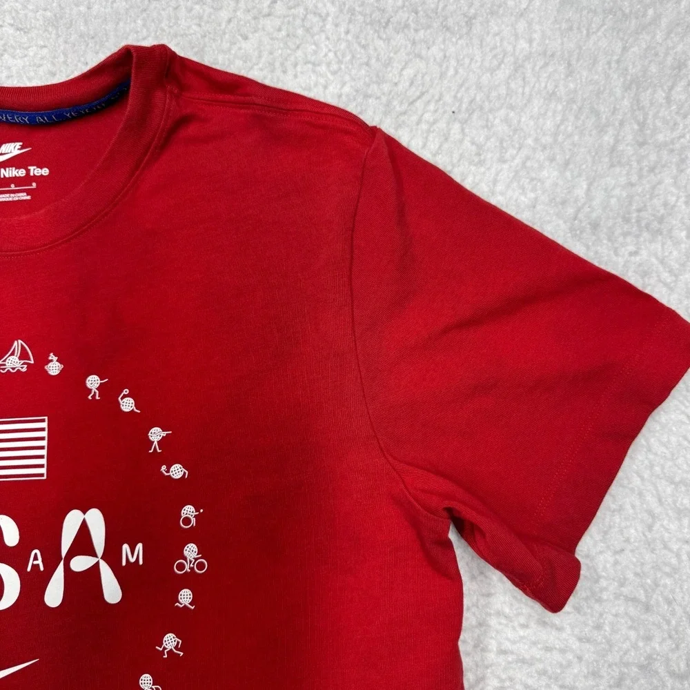 Nike Tee Team USA Olympics Graphic Print Crew Neck T-Shirt Red Men's L